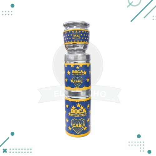 boca2 Set BOCA JUNIORS ESTRELLAS Mate+Lata de Yerba+Lata Azucar 3 piezas - Imagen 1