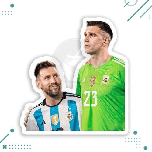 Diseño sin título (67) Sticker Selección Argentina - Messi Mirando a Dibu - Imagen 1