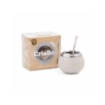 Mate Criollo Ceramica con Bombilla en Caja de Regalo, Color Marfil