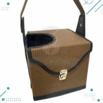 Canasta Matera con Tapa, Marron con Texturas. 20x20 Aprox,