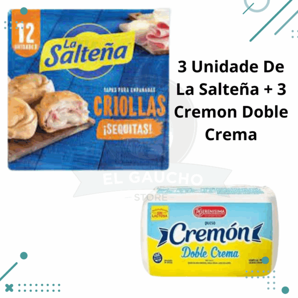 Tapas Empanadas CRIOLLAS, 3 Paquetes(36 tapas) + Queso CREMON DOBLE CREMA 3 Unidades, 1.5kg (3Kg TOTAL)