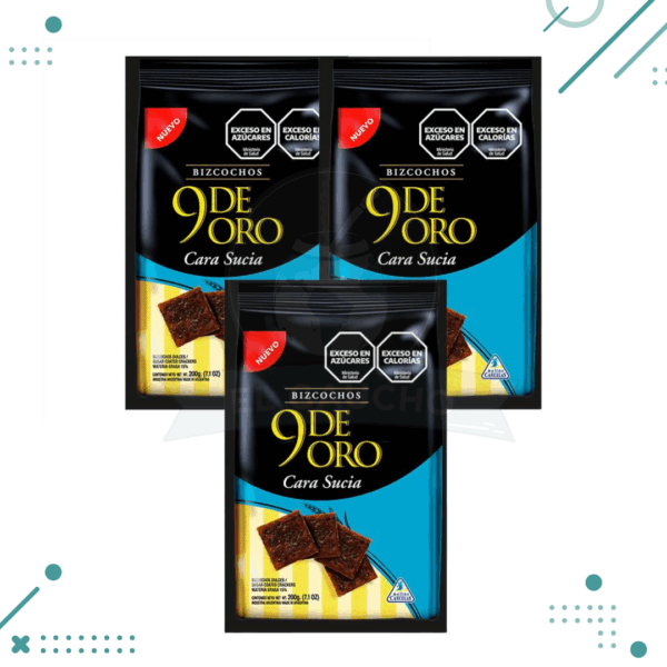 Galletitas 9 De Oro Cara Sucia 200gr (pack x3) (600gr)