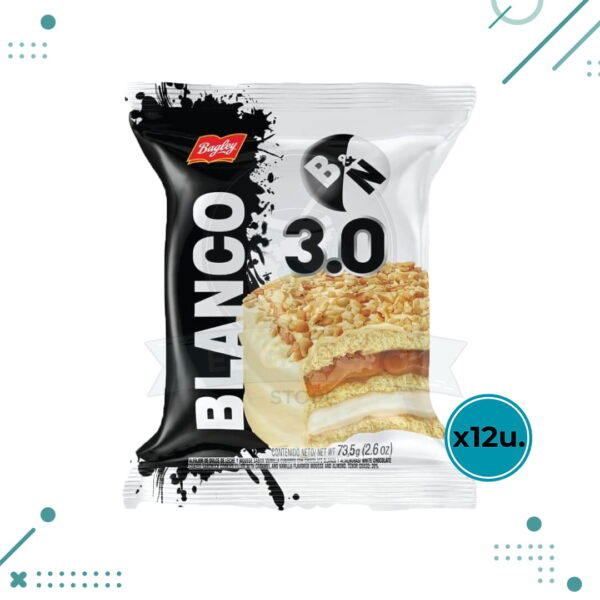 Alfajor Blanco & Negro 3.0, BLANCO (73,5gr.) (Pack de 12u.) (880gr.)