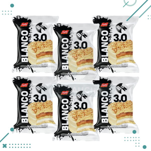 Alfajor Blanco & Negro 3.0, BLANCO (73,5gr.) (Pack de 6u.) (441gr.)