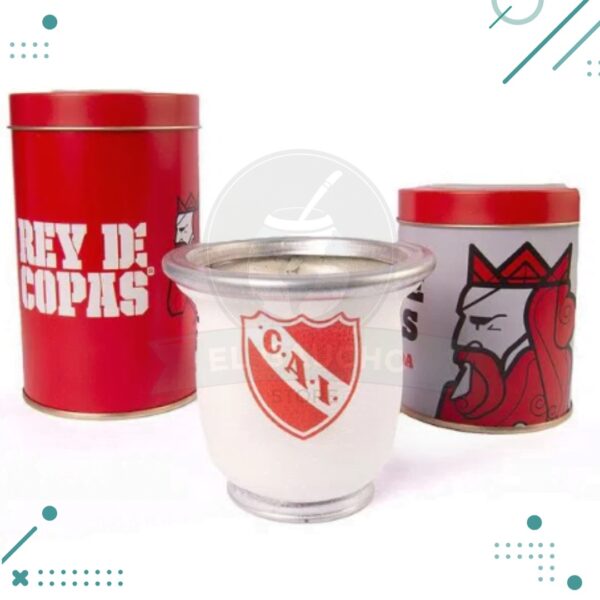 SET DE MATE DELUXE Independiente x 3 piezas (mate + yerbera + azucarera)