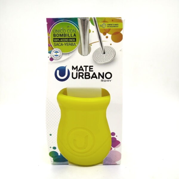Mate Urbano Plastico + Bombilla incluida, Color AMARILLO