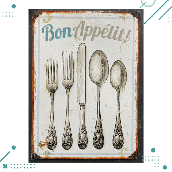 Cartel De Chapa Bon Appetit! 20X28CM