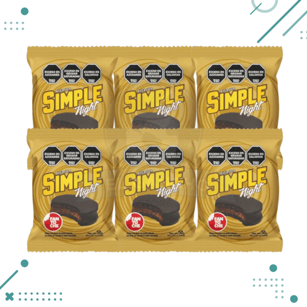 Alfajor Fantoche Simple Night 50g (6 Unidades)(300g)