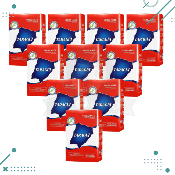 Yerba Mate Taragui, Tradicional c/ palo (1kg.) (pack 10) (10kg)