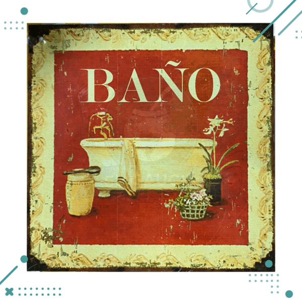 Cartel Chapa BAÑO 15x15