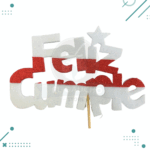 Set Vela+Cartel Feliz Cumple (rojo y blanco) - Imagen 3