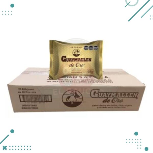 Alfajor Guaymallen ORO Negro, Relleno con Dulce de Leche, Baño Cacao 60% (48gr) (Caja 24un) (1.2kg)