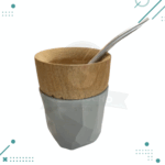 Mate Madera y Silicona + Bombilla GRIS