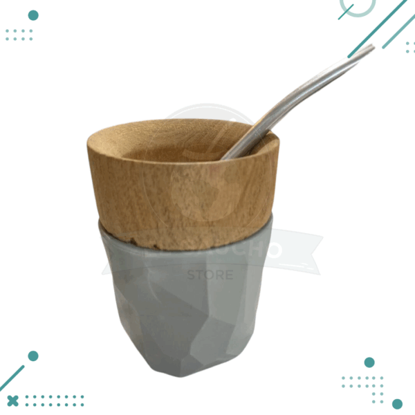 Mate Madera y Silicona + Bombilla GRIS