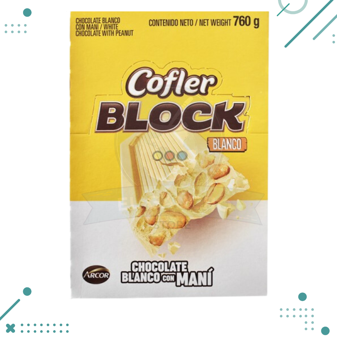 Diseno-sin-titulo-2023-07-31T145445.855.png Chocolate Cofler BLOCK Blanco (38gr) (Caja por 20un) (760gr) - Imagen 1