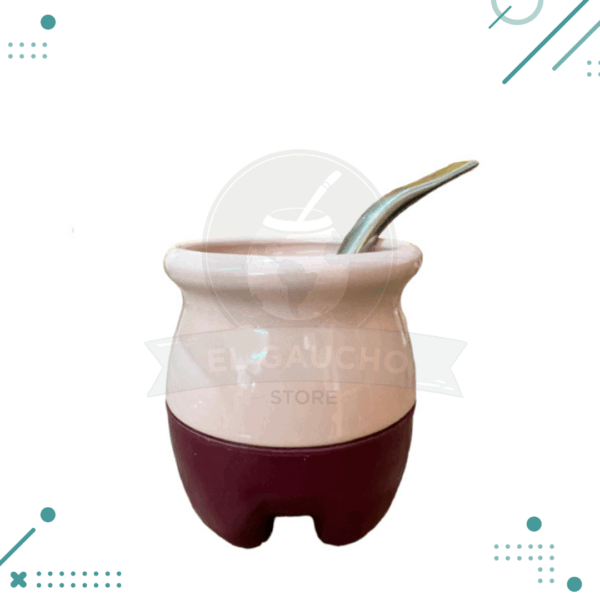 Mate Quechua + Bombilla de Acero Inoxidable, Color Rosa