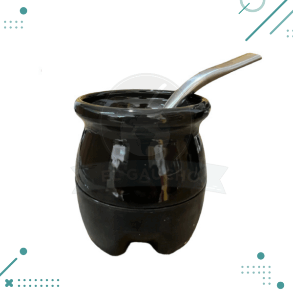 Mate Quechua + Bombilla de Acero Inoxidable, Color Negro