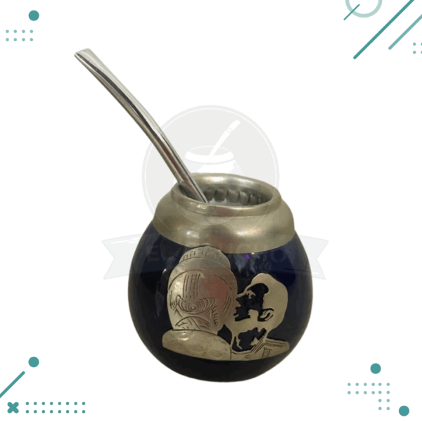 Mate MESSI Besando La Copa America 100% Artesanal + Bombilla de Acero Inoxidable.
