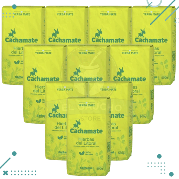 Yerba Mate Cachamate Hierbas del Litoral, Cedrón, Salvia y Marcela (500gr) (pack 10) (5kg)