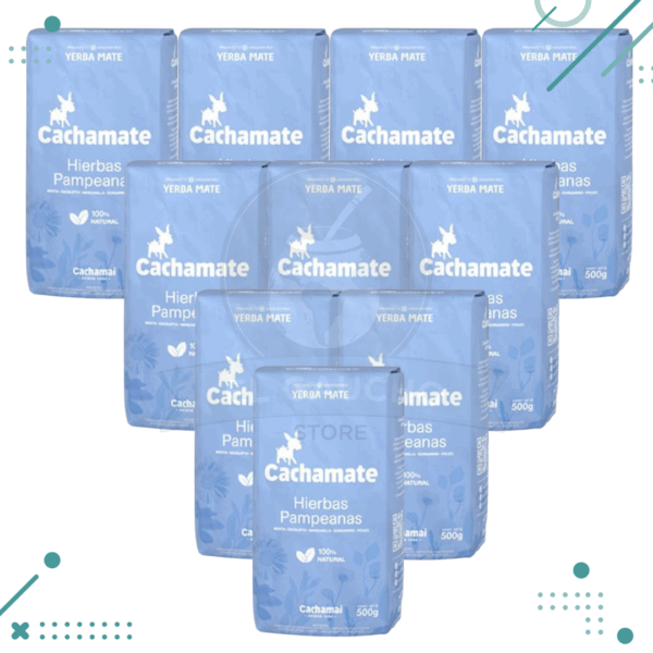 Yerba Mate Cachamate Hierbas Pampeanas, Menta y Eucalipto (500gr) (pack 10) (5kg)