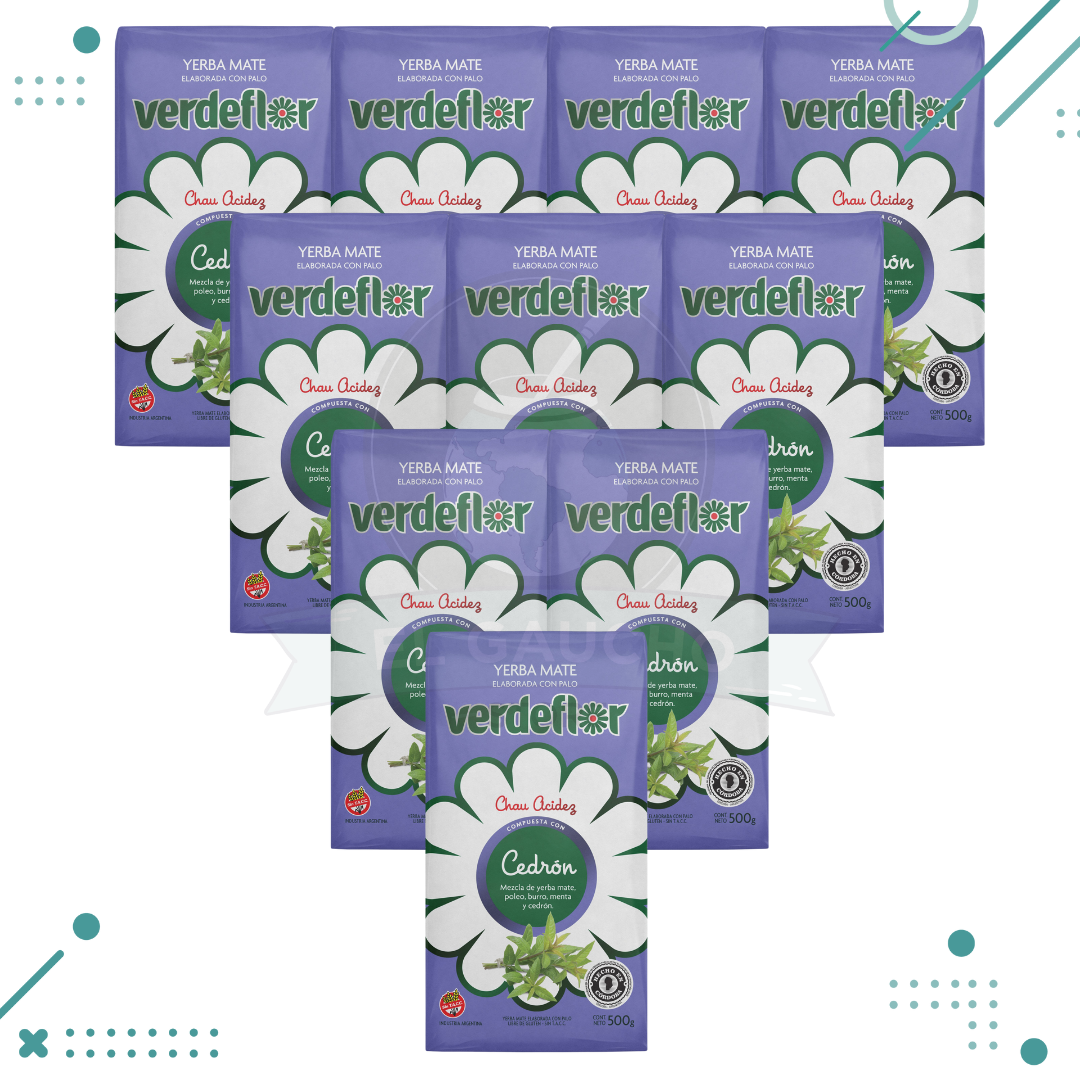 Diseno-sin-titulo-2023-08-30T183831.404.png Yerba Mate VerdeFlor Cedron, Chau Acidez (500g) (pack 10) (5kg) - Imagen 1
