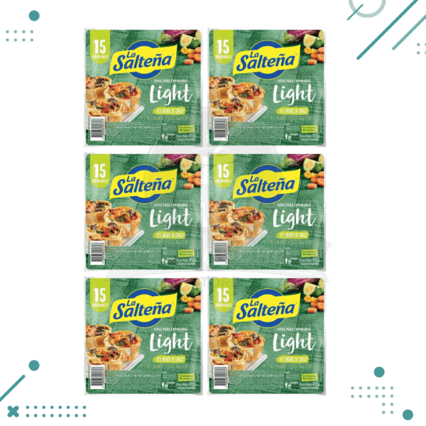 Tapas Empanadas La Saltena LIGHT, 6 Paquetes(72 tapas) (3Kg)