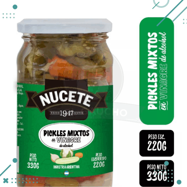 Pickles Mixtos Nucete En Vinagre Frasco X 220 Gr