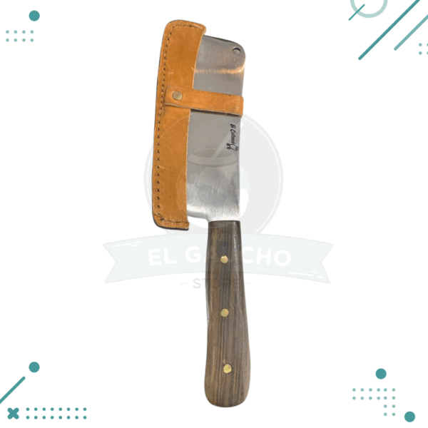 Cuchilla RECTA Mango Madera + Vaina Cuero Artesanal