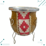 Mate De Algarrobo Forrado De Cuero Con Guarda Roja - COLOR MARRON CLARO