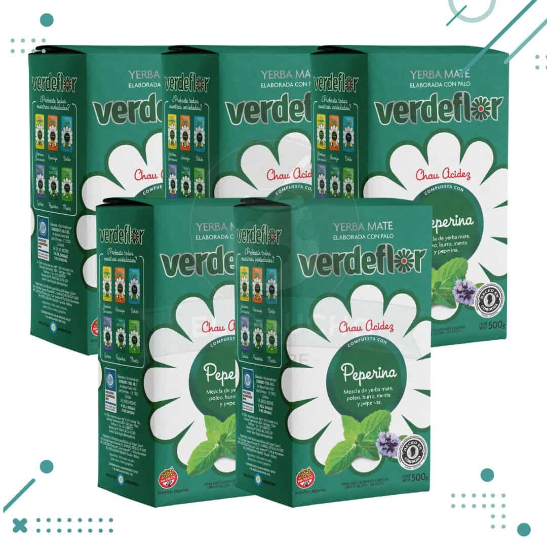 Diseno-sin-titulo-2024-01-09T164843.060.png Yerba Mate Verdeflor Peperina 500gr (PACK X5UN) (2.500gr) - Imagen 1