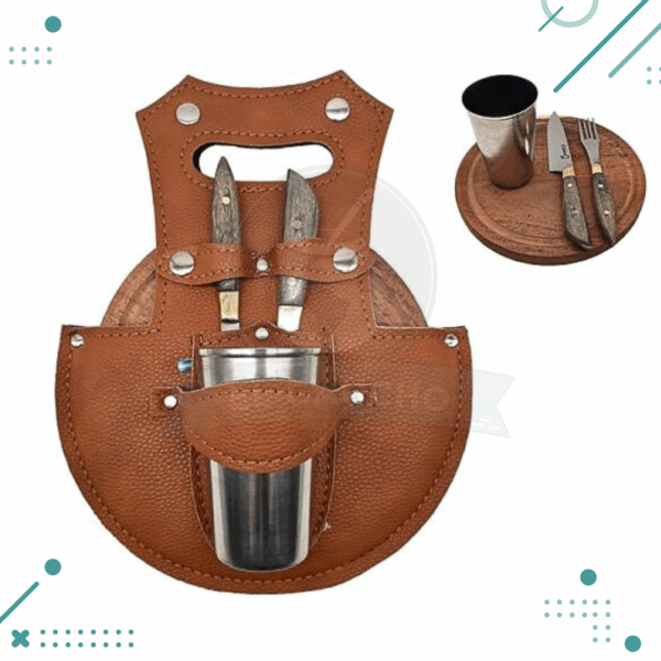 Set Asado Tabla Cuchillo Tenedor Y Vaso