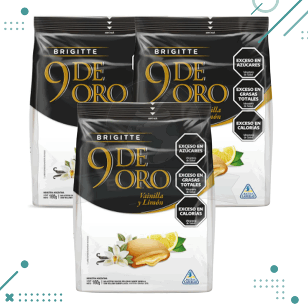 Galletittas 9 De Oro Vainilla, Rellenas con Limon 160gr (Pack x3u)(480gr)