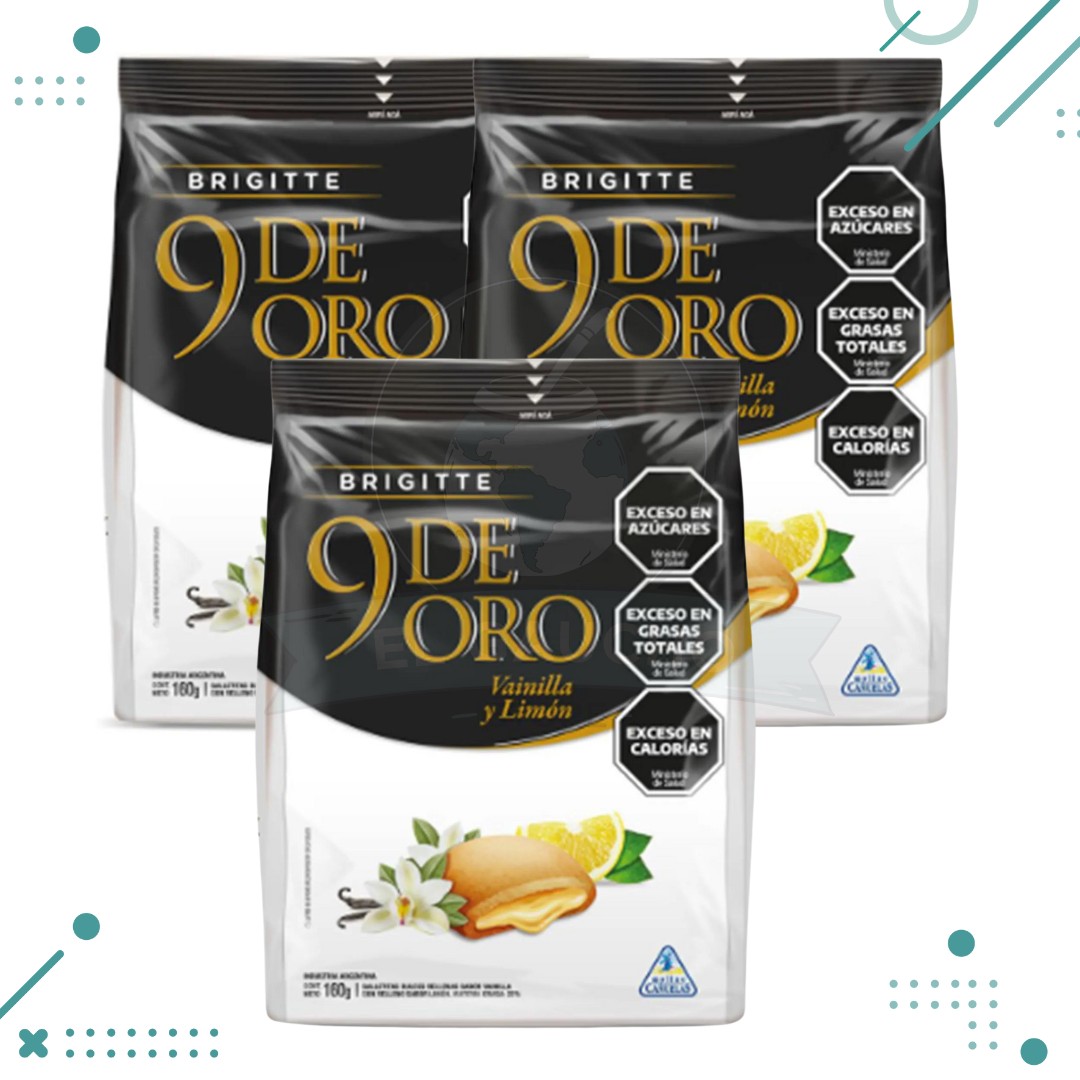 Diseno-sin-titulo-2024-01-18T173734.959.png Galletittas 9 De Oro Vainilla, Rellenas con Limon 160gr (Pack x3u)(480gr) - Imagen 1