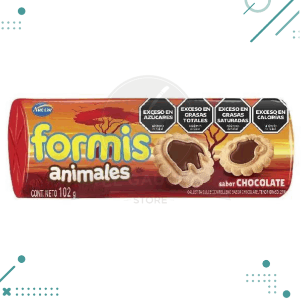 Galletitas Formis Animales - Vainilla Relleno Chocolate 102gr