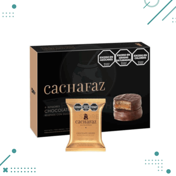 Alfajor Cachafaz Negro, relleno con Dulce de Leche (Caja de 6u.) (360gr.)
