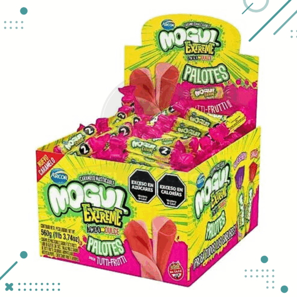 Caramelos Masticable PALOTES MOGUL - Acido/Dulce Extreme Sabor Tutti-Frutti (560g)