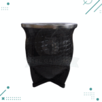 Mate Camionero Croquelado NEGRO con virola acero + Bombilla de regalo