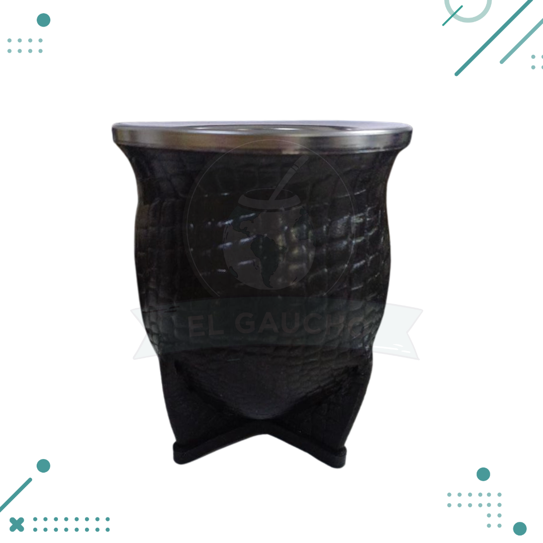 Diseno-sin-titulo-2024-02-15T150508.788.png Mate Camionero Croquelado NEGRO con virola acero + Bombilla de regalo - Imagen 1