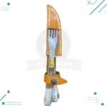 Set De Asado Cuchillo Y Tenedor Con Asta + Funda Cuero 12 cm - Imagen 2