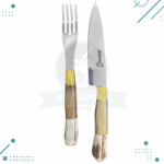 Set De Asado Cuchillo Y Tenedor Con Asta + Funda Cuero 12 cm - Imagen 4