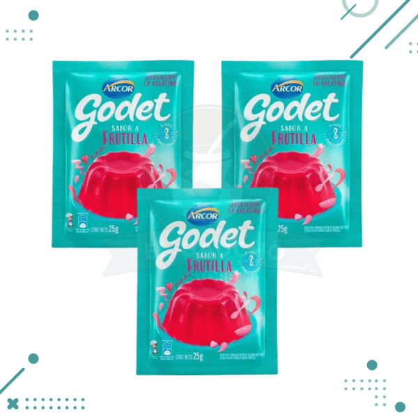 Gelatina Godet Frutilla 25gr (Pack x3uni) (75gr)