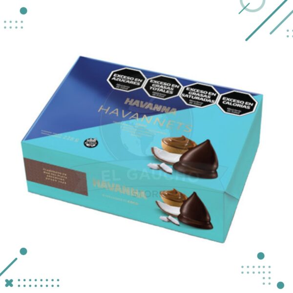 Havannet Havanna Coco Relleno de Dulce de Leche y Cubierto con Chocolate Cacao (Caja por 6u.) (270gr)
