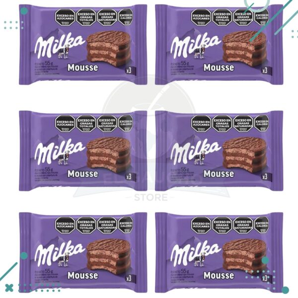 Alfajor Milka TRIPLE Mousse, Baño de Chocolate (55gr) (Pack de 6u) (330gr)