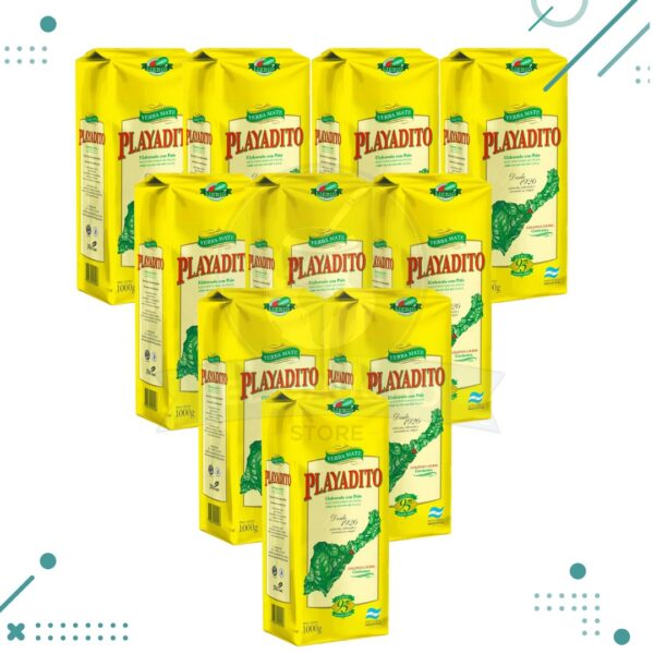 Yerba Mate Playadito Tradicional, Glúten Free (1kg) (pack x 10un) (10kg)