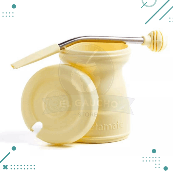 Mate Click, Termico Con Tapa Y Bombilla AMARILLO