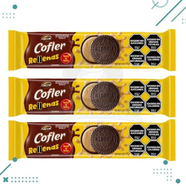 Galletitas Cofler rellenas de bon o bon (85Gr) pack x3 unidades (255gr)