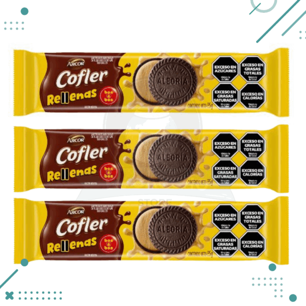 Galletitas Cofler rellenas de bon o bon (85Gr) pack x3 unidades (255gr)