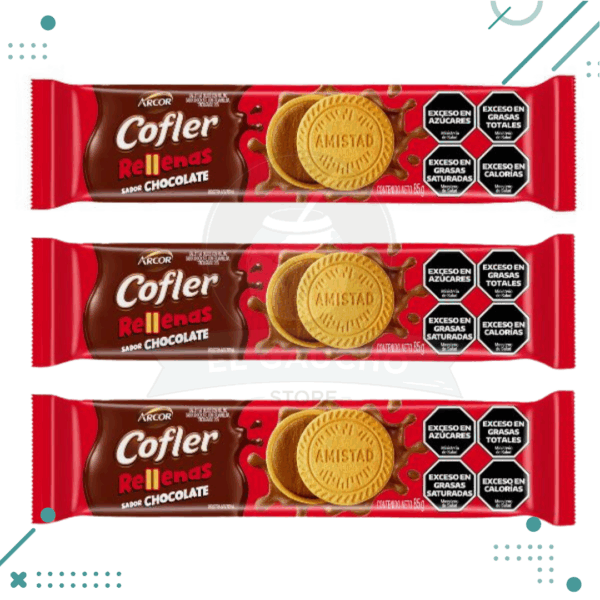 Galletitas Cofler rellenas de chocolate (85Gr) pack x3 unidades (255gr)