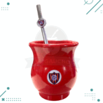 Mate sabio plastico + bombilla San Lorenzo ROJO