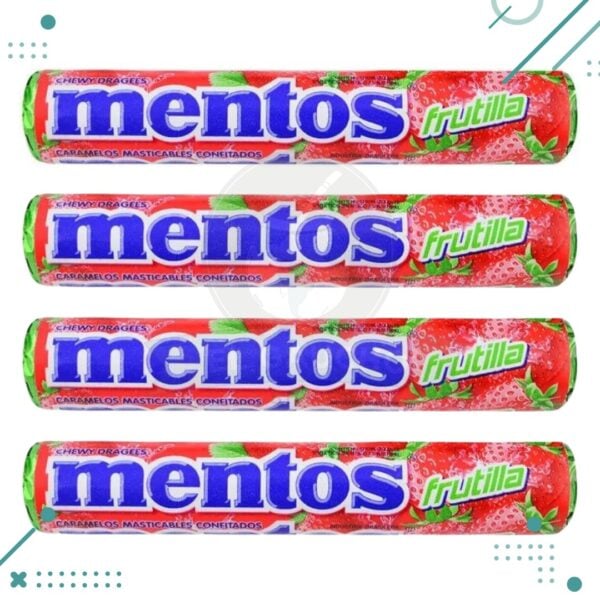 Caramelos Mentos frutilla 29gr x4un (116g)